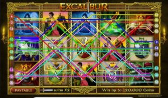 Активные линии в игровом автомате Excalibur